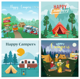 Set of 4 Ceramic Happy Campers Coasters