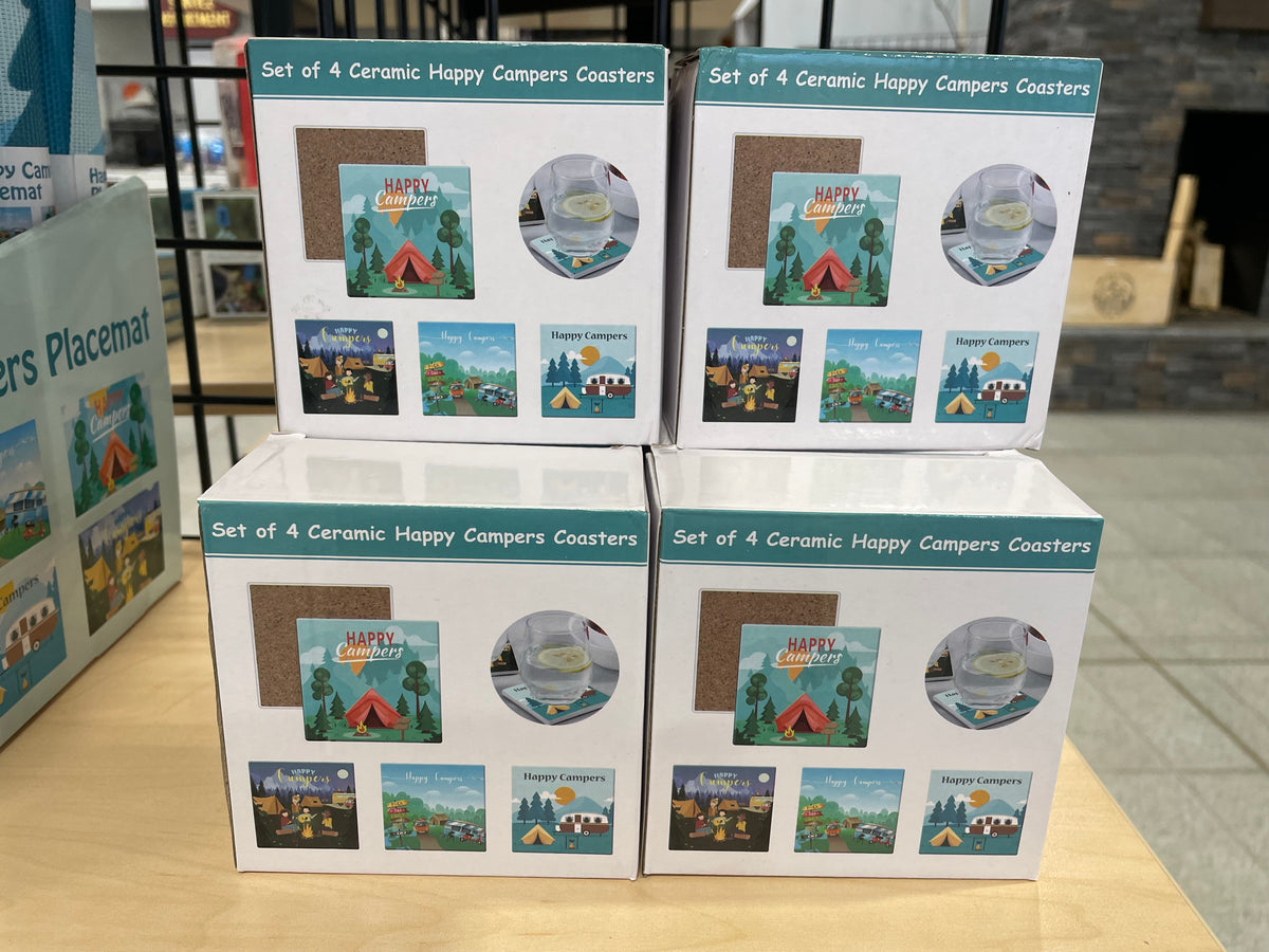 Set of 4 Ceramic Happy Campers Coasters – Canada Wide RV Parts